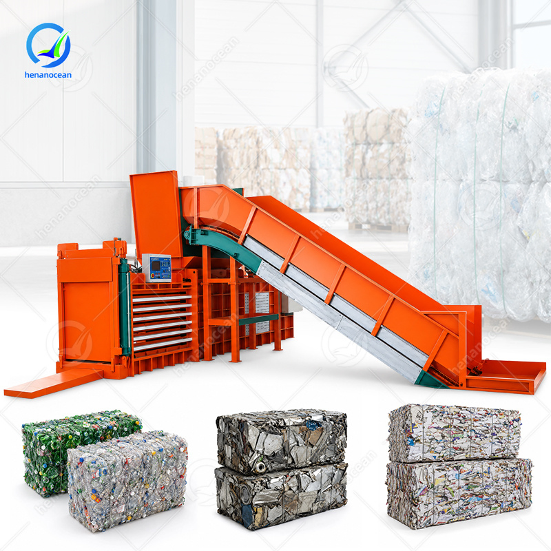 Hydraulic Plastic Square Clothing Metal Pet Bottle Aluminum Can Coconut Husk Fiber Bale Press Compactor Baler Machine