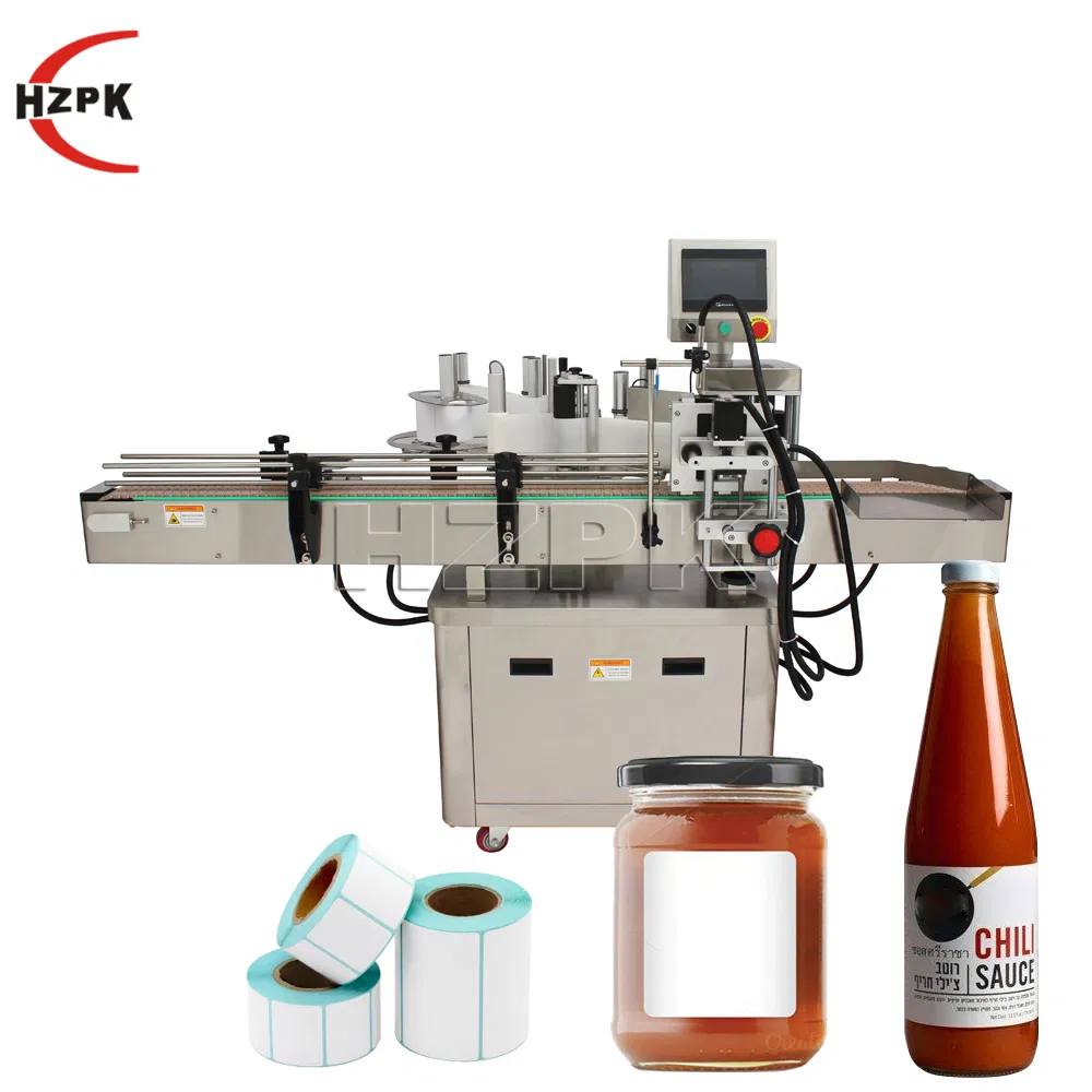 Hzpk Arlm-200 Automatic Cosmetic Glass Jar Water Plastic Bottle Label Stickers Product Labeling Machine