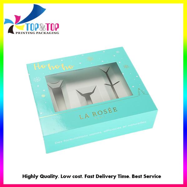 Custom Green Cosmetic Drawer Box Printing Hot Stamping Lotion Bottle Packaging Box with Tray
