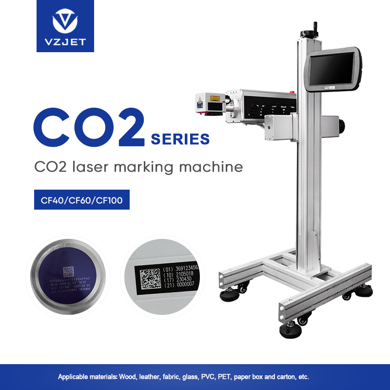 Vzjet CF40 CO2 Laser Marking Machine Intelligent Industrial for Pet Bottle Flying CO2 Laser Coding Equipment