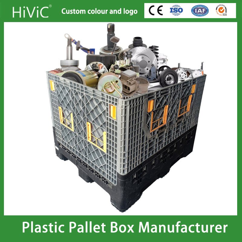 1200*1000*975mm/1200*1000*1000mm Plastic Pallet Bin Manufacturer Industry HDPE Large Solid Harvest Foldable Industrial Bulk Container (IBC) for Auto Parts