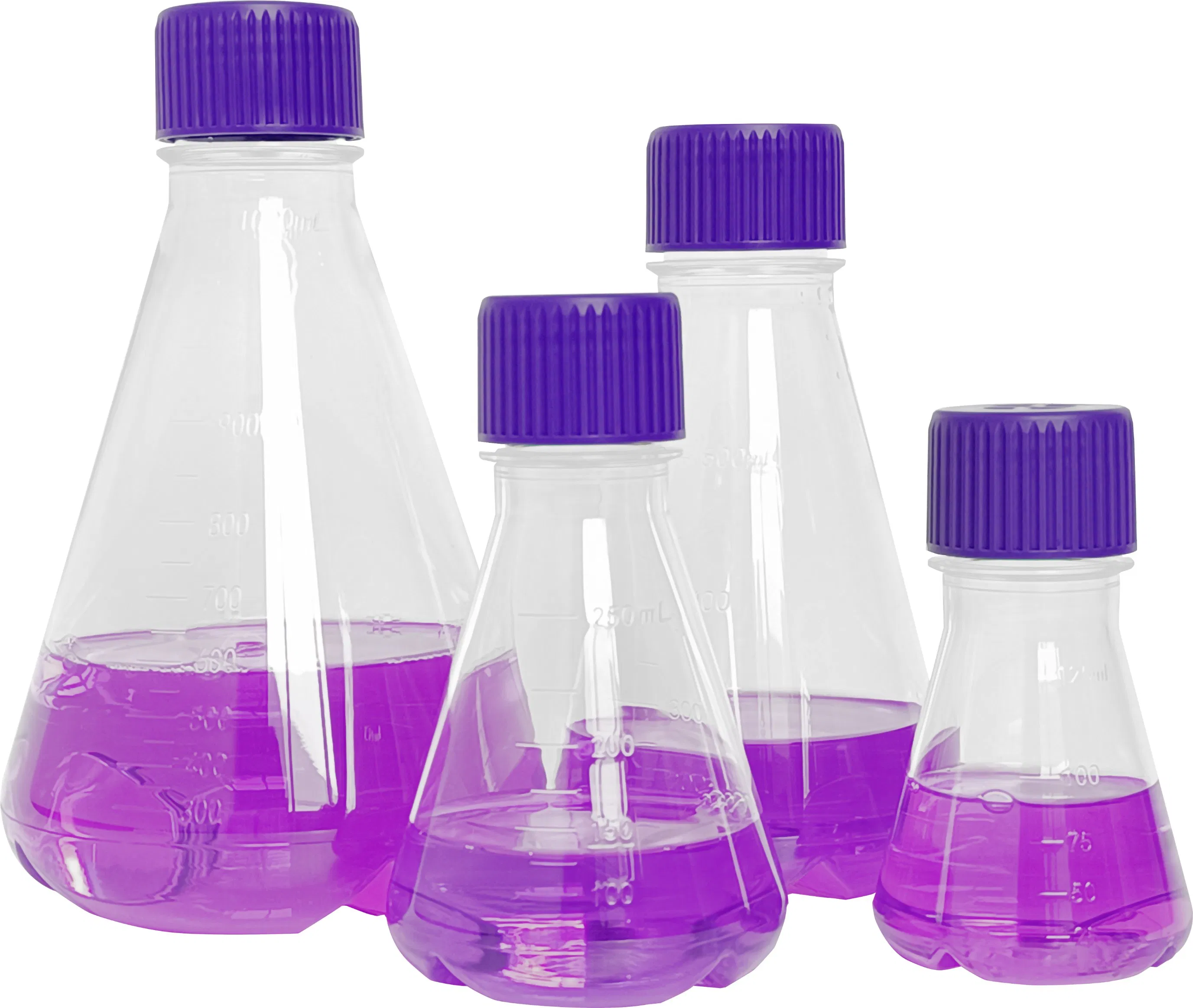 Tissue Cell Culture PETG PC Plastic 125ml 250ml 500ml 1000ml Polycarbonate Lab Conical Flask Erlenmeyer