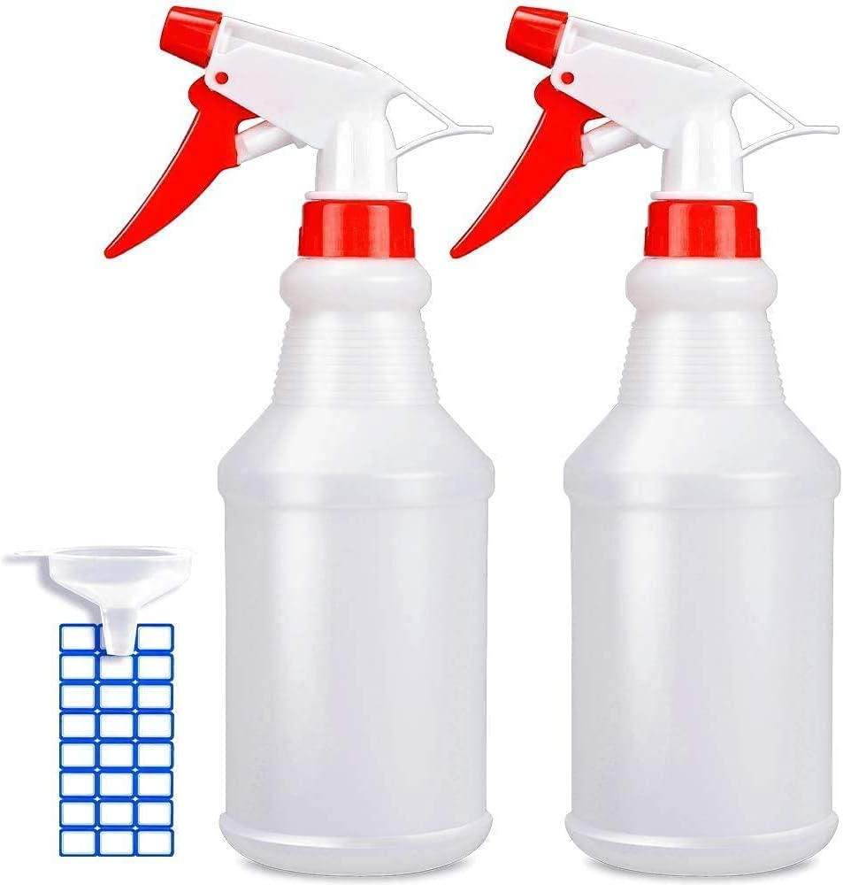 Adjustable Spray Bottles for Cleaning Solutions - No Leak and Clog - HDPE Spray Bottle for Plants, Pet, Bleach Spray, Vinegar, BBQ, and Rubbing Alcohol.