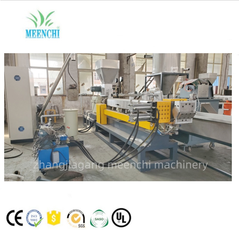 Pet Plastic Bottles Flakes Recycling Pelletizing Pellets Extruding Granules Making Granulating Extrusion Machine