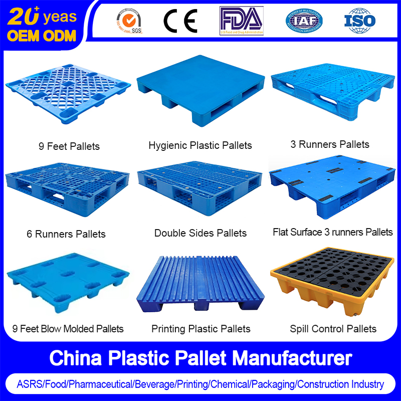 China Plastic Pallet Manufacturer HDPE Heavy Duty Industrial Euro Rackable Stackable Spill One Way Export Hygienic Pallets for Logistics/Warehouse Storage/Rack