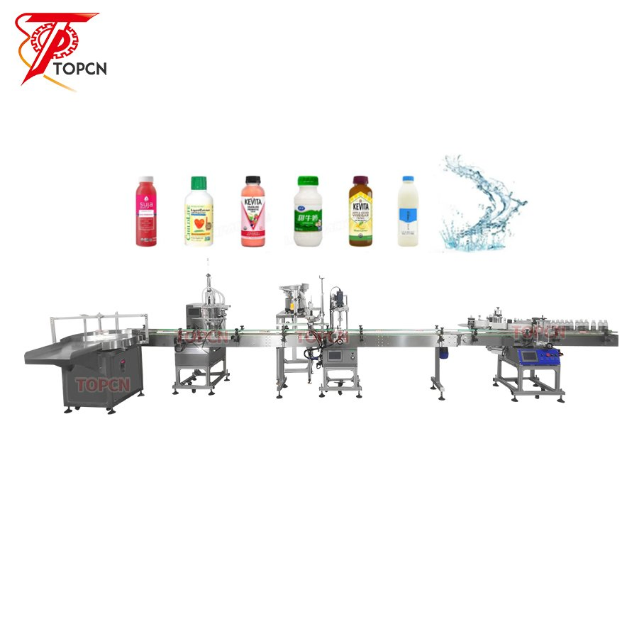 Good Price Automatic Small Scale Ink Liquor Milk Tea Wine Drops Pet Bottle Liquid Filling Capping Double Side Labeling Machine