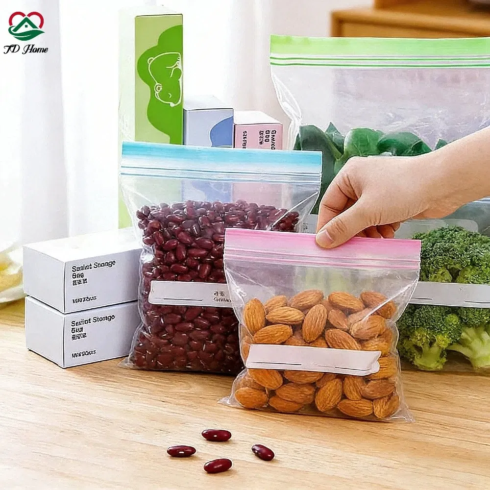 BPA Free Food Storage Freezer Plastic Packaging Resealable Grip Seal Zipper Bags with Logo Printing