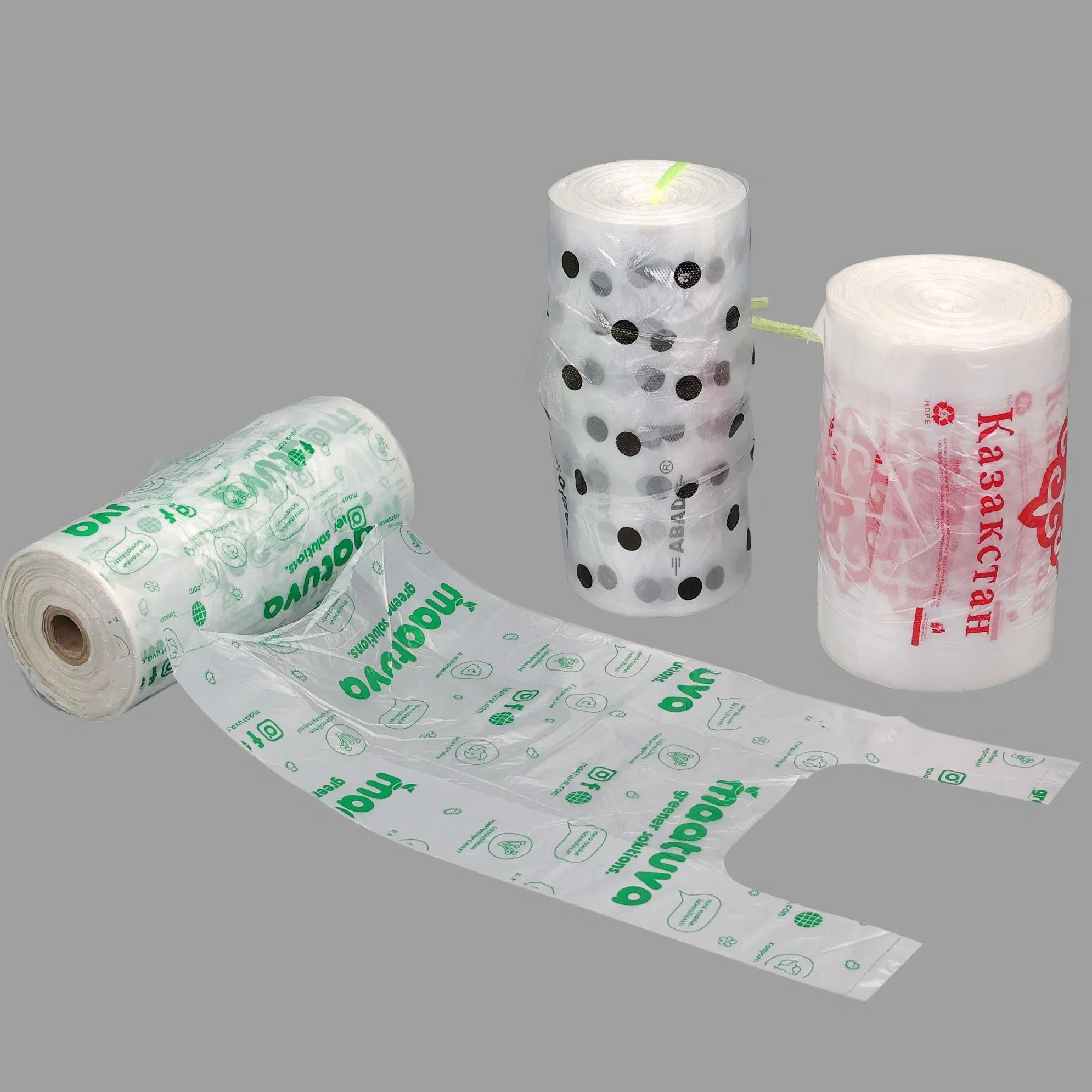 LDPE HDPE Plastic Shopping Bag with Handle Wholesale Custom Logo for Food Grade Packaging
