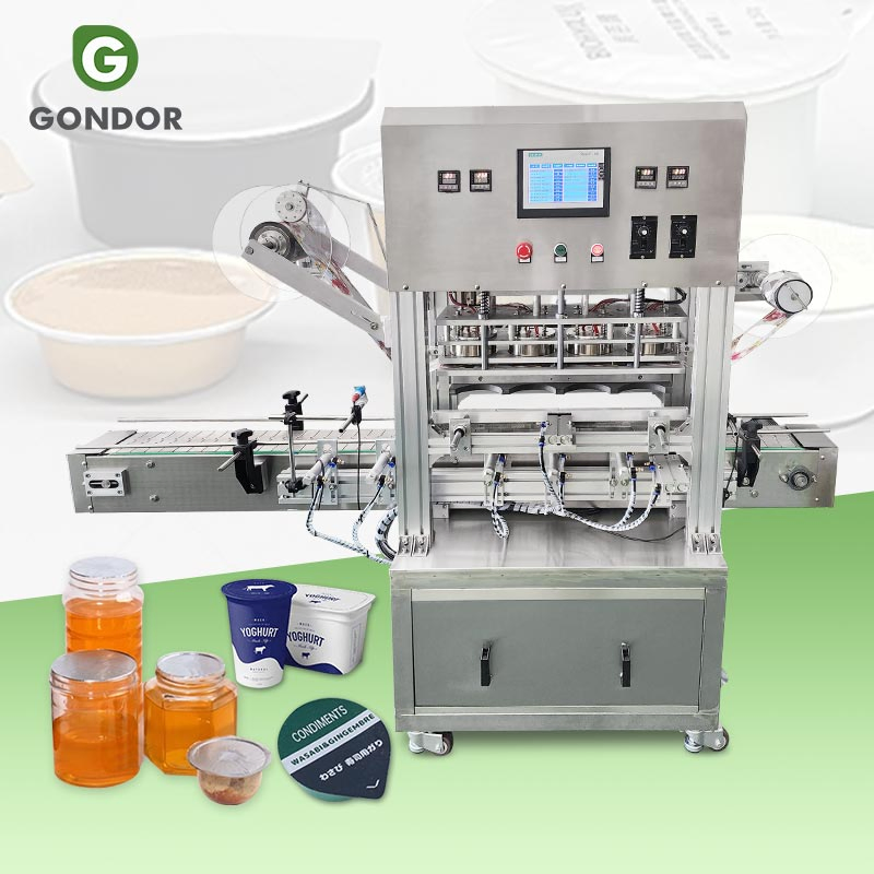 Automatic Semi Hot Rotary Yogurt Cup Seal Heat Plastic Bottle Aluminum Foil Jar Sealing Bucket Sealer Machine