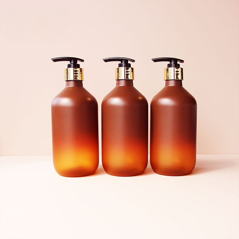 300ml 500ml Plastic Bottle Shower Gel Bottle Pet Frosted Round Shampoo Pump Bottle