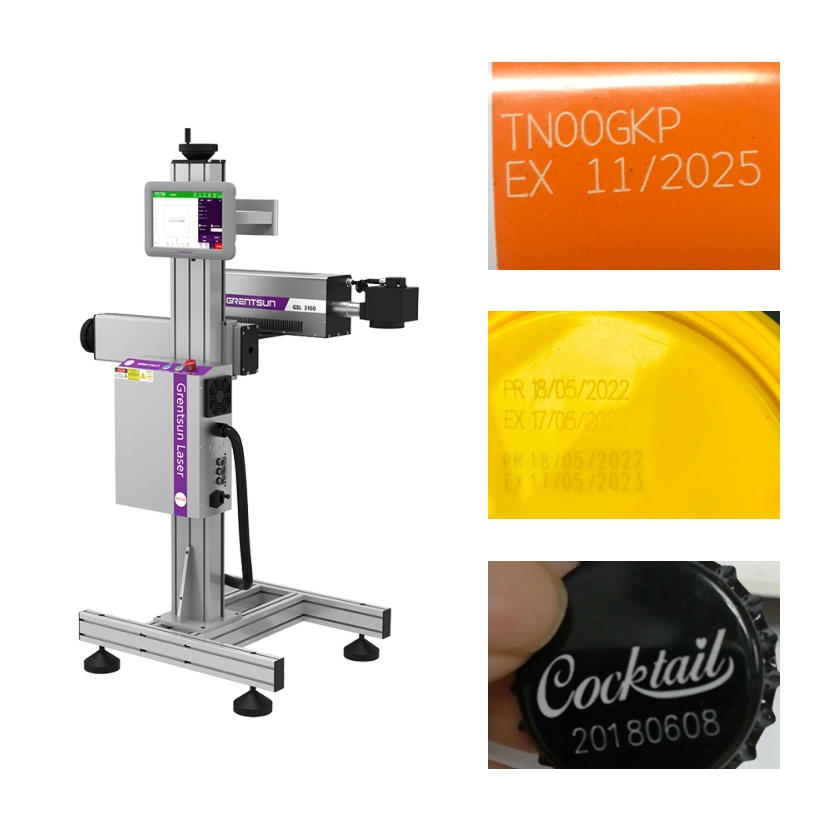600PCS/M Fast Speed Pet Bottles CO2 Laser Marking Machine 9.3um Plastic Beverage Drinks Exp Date Coding