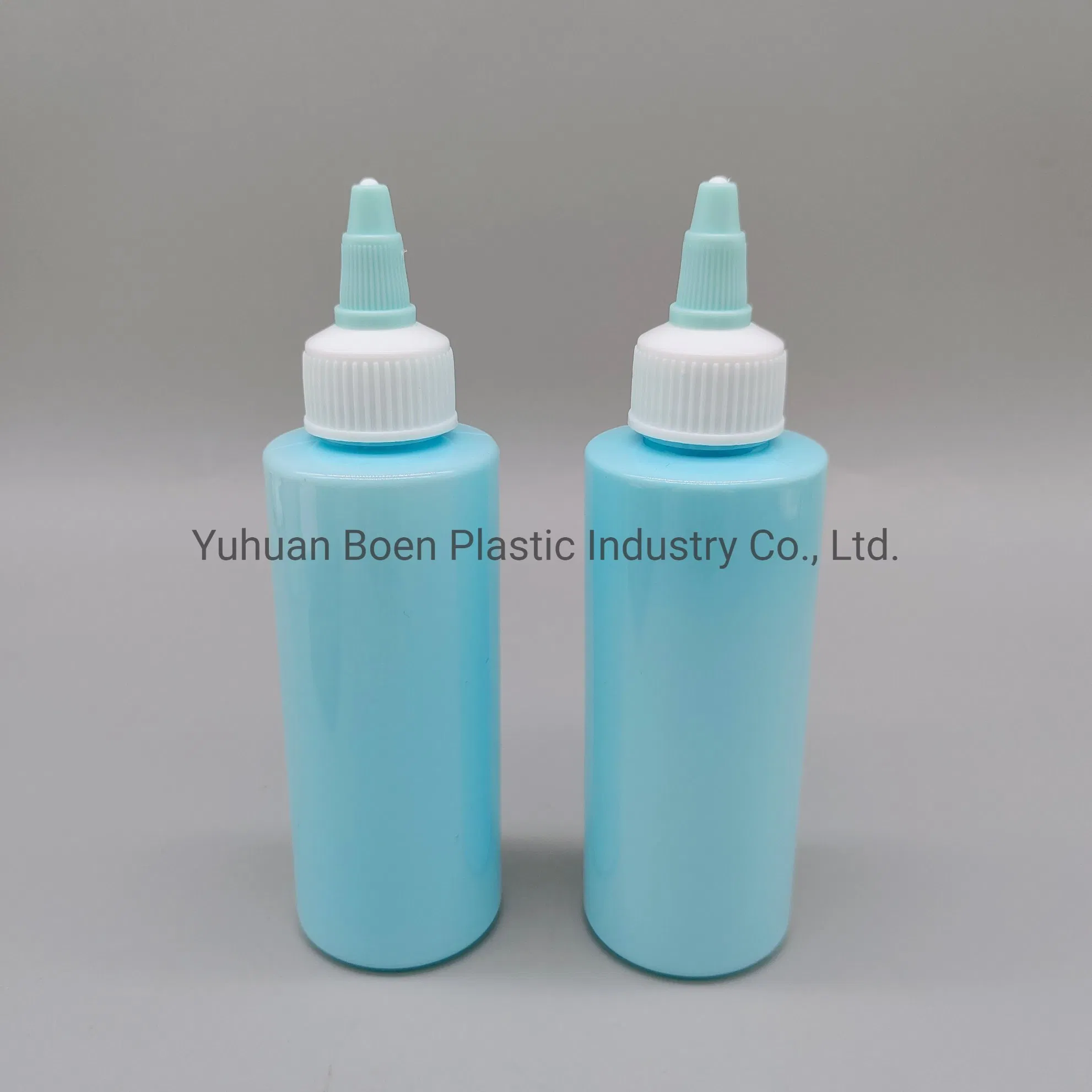 100ml Squeezable Blue Plastic Bottle with Blue Twist Cap for Sauce Pigment Hair Oil Packaging