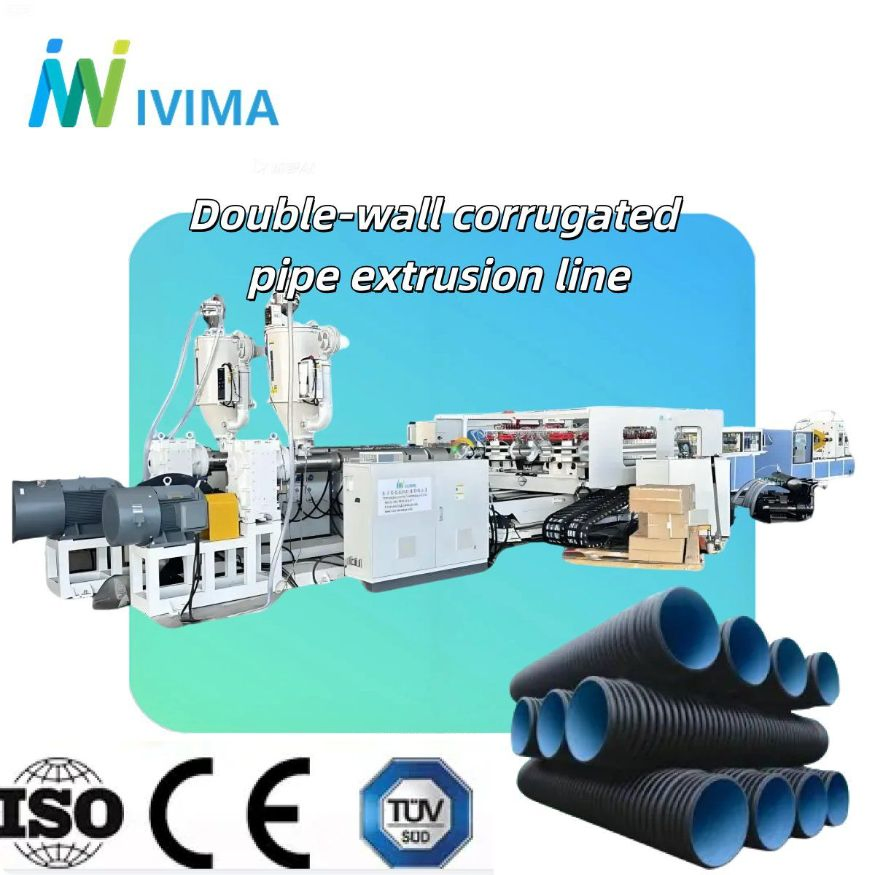 Automatic HDPE Pipe Making Machine Double Wall Corrugated Pipe Production Line Plastic Extruder Machine