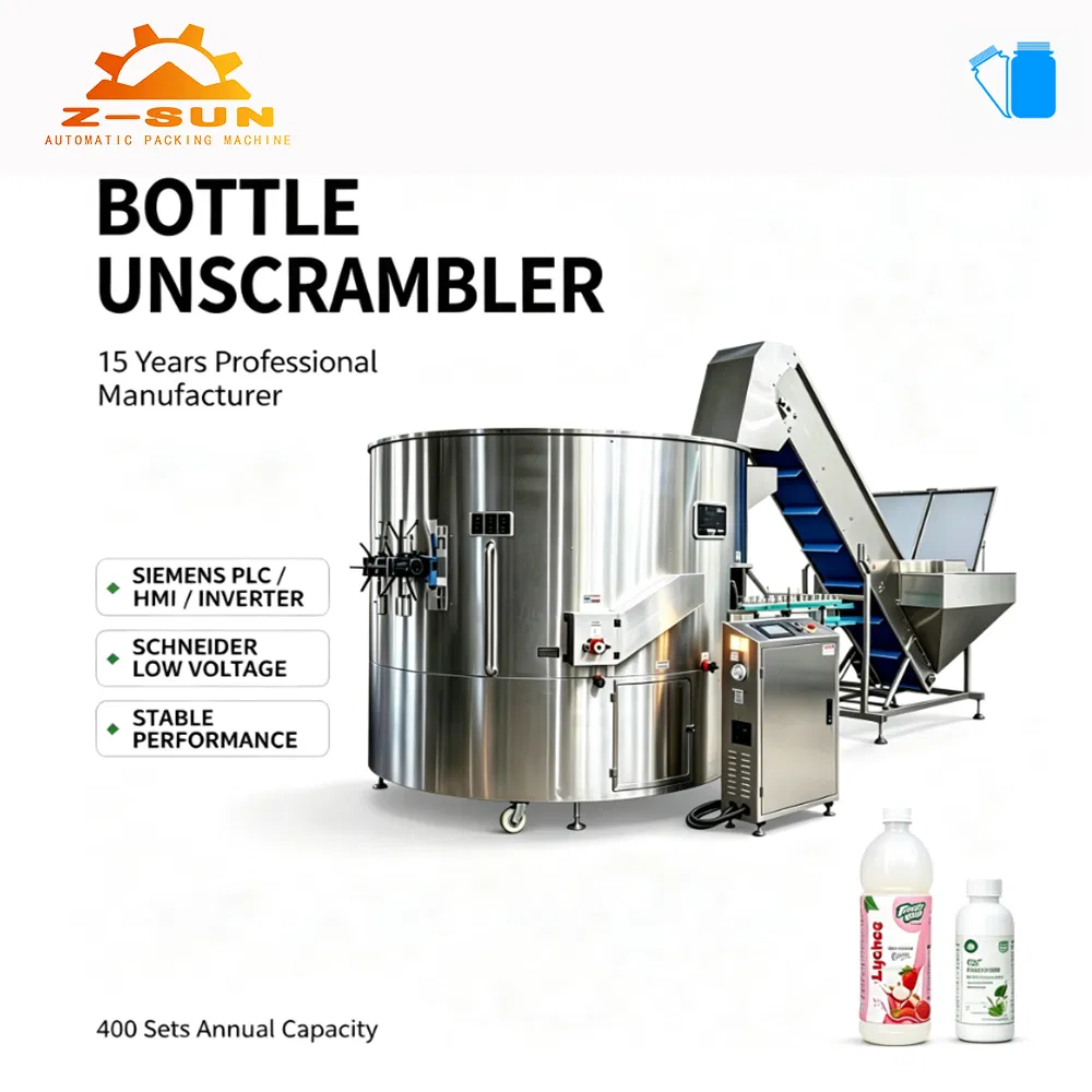 8000-30000bph High Stable Rotary Plastic Bottle Unscrambler Machine with Siemens PLC HMI Schneider Control