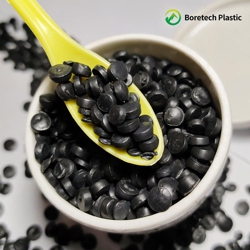 Special Material for Extruded Pipes Made of Black HDPE Modified Recycled Particles