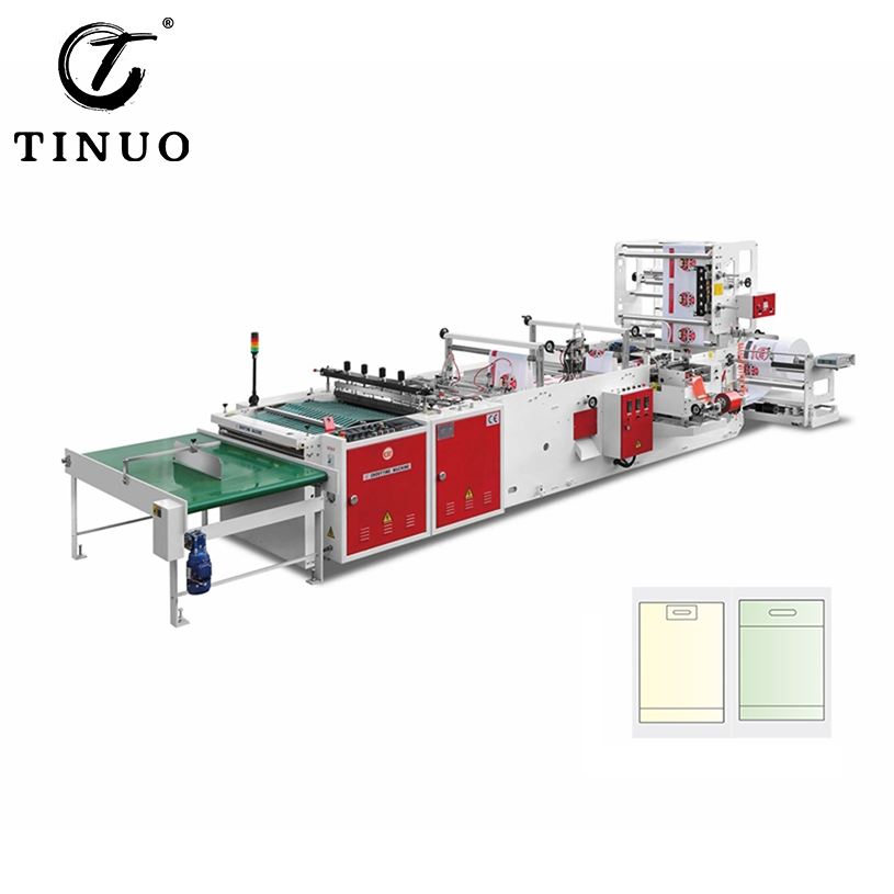 High Speed Automatic PE HDPE Clothing Shopping Bag Biodegradable Die Cut Patch Handle Plastic Bag Making Machine