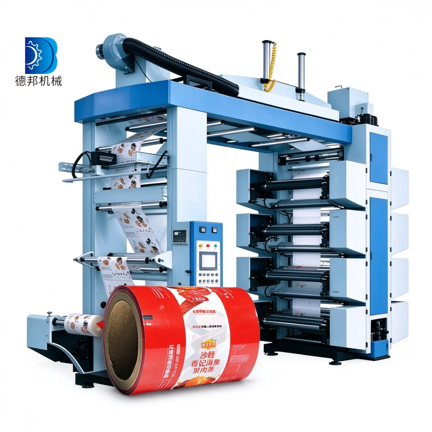 High Speed Flexographic Printing Machine for HDPE LDPE Film Printing with PLC Control and Doctor Blade