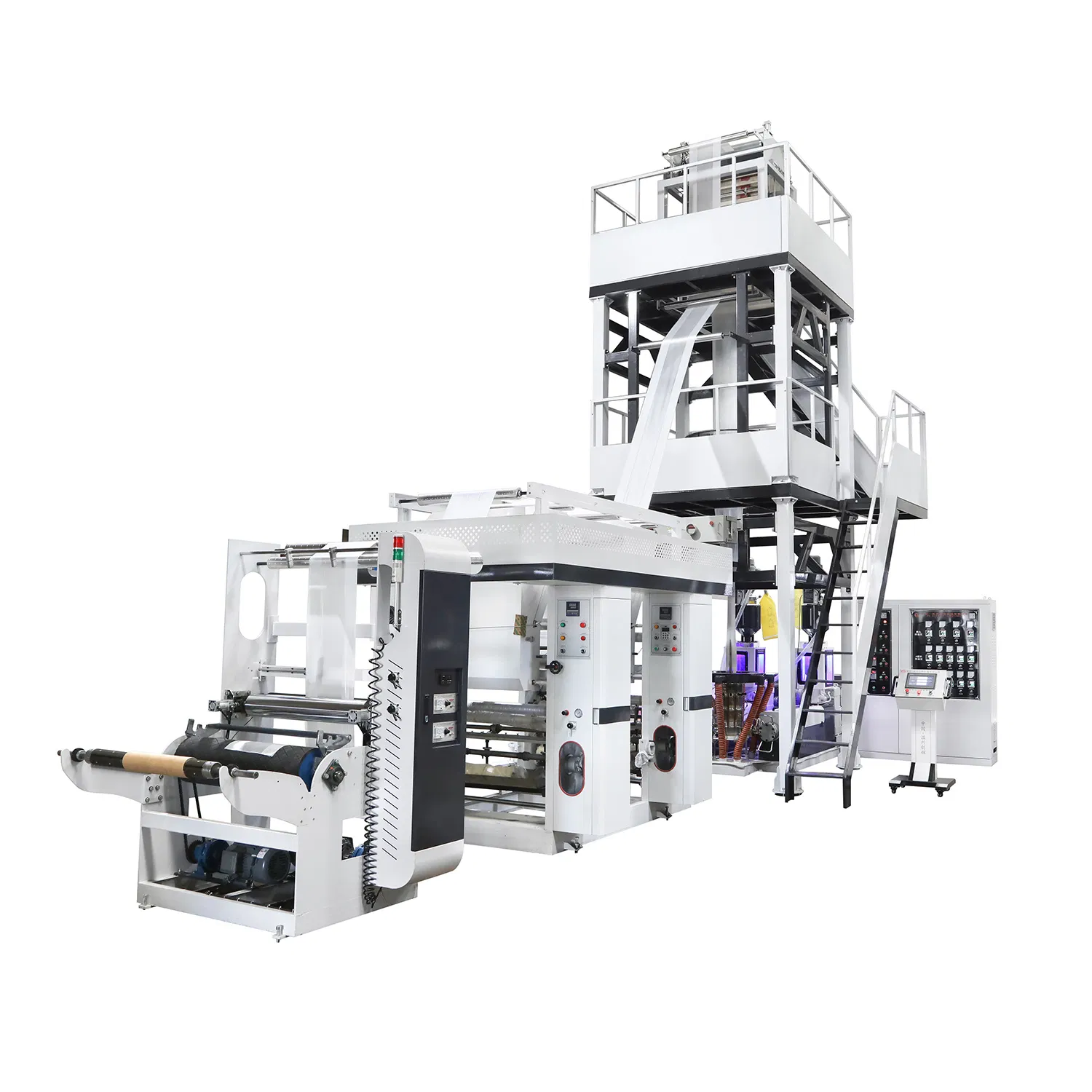 Inline Printing Blown Film Machine 2 Color Flexo Printing LDPE HDPE Film Extrusion Line