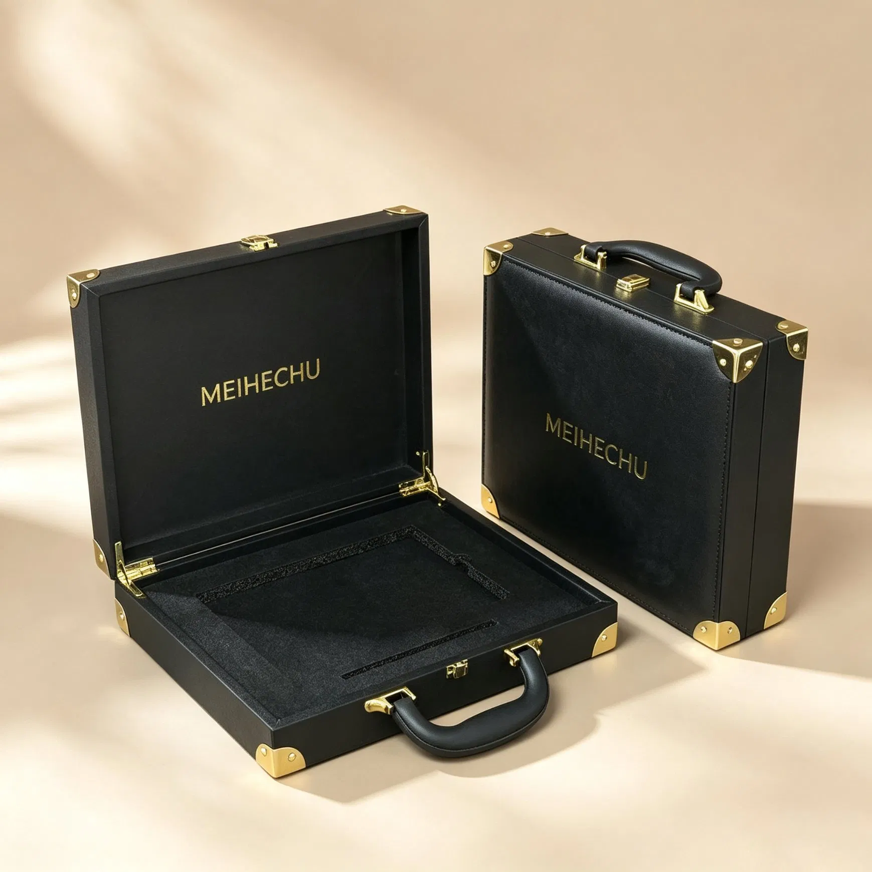 Luxury Handmade PU Leather MDF Perfume Box Gift Wooden Cosmetic Set Custom Clothing Packaging with Sponge