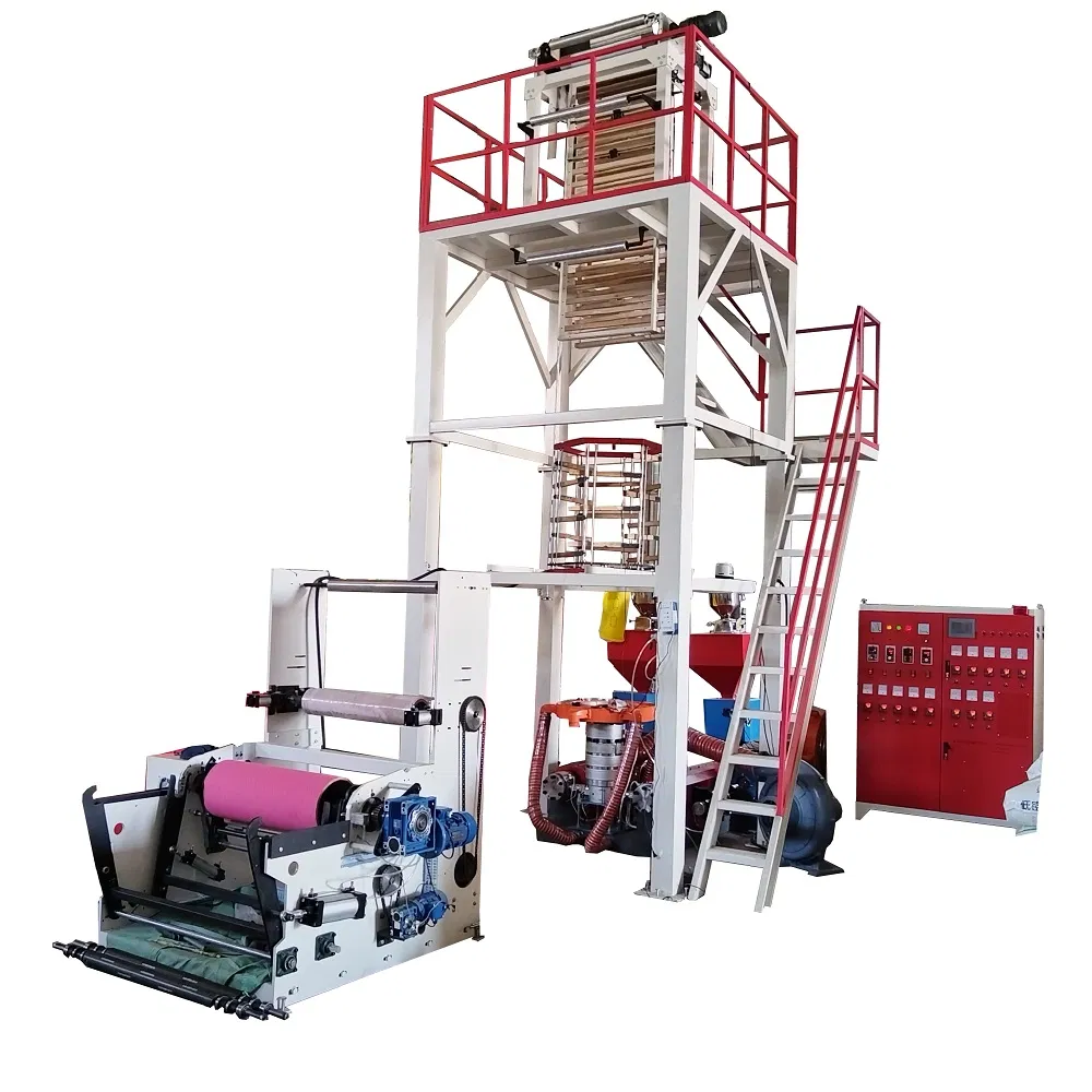 ABA Co-Extrusion Film Blowing Machine for HDPE with Automatic Rewind and Rotary Die