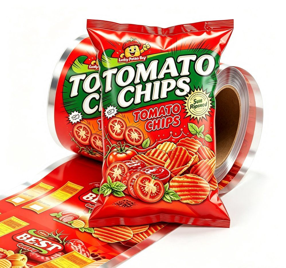 Custom Printed Snack Packaging Roll Film for Potato Chips Plastic Packaging Bag with Food Grade Material & Good Heat Sealing Performance