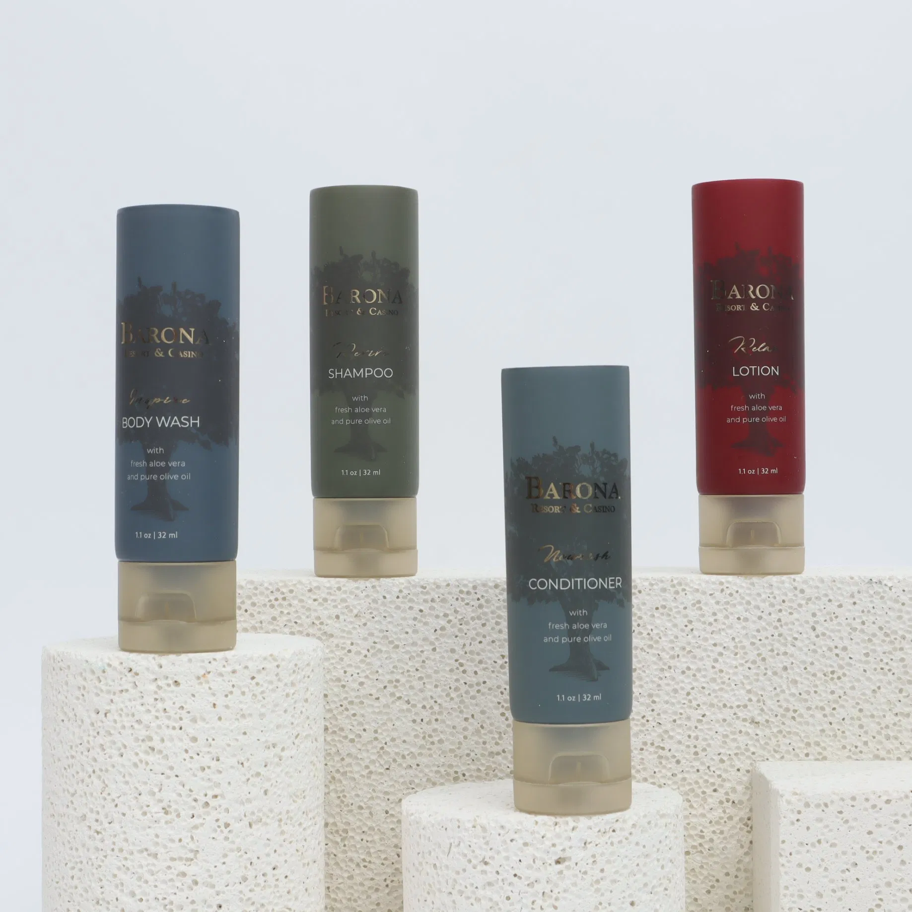 Premium Cosmetic Tube: Multi-Tone Offset Patterns + Shimmering Gold Accents, Clear Flip Lid Series