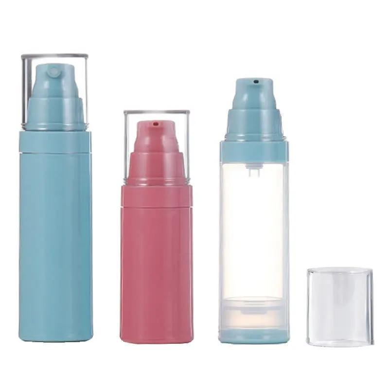 New Trend Cute Empty Round 30ml 50ml Clear Blue Pink Serum Pump Airless Plastic Bottle (PAB06)