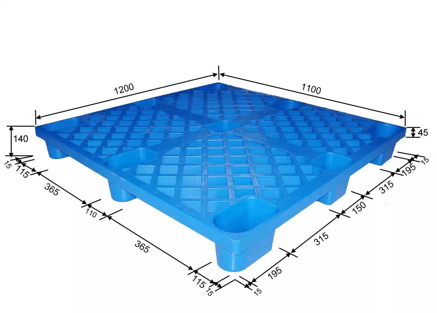 Longshenghe Custom Euro Epal Pallets Plastic HDPE Nine Legged Grid Plastic Pallet