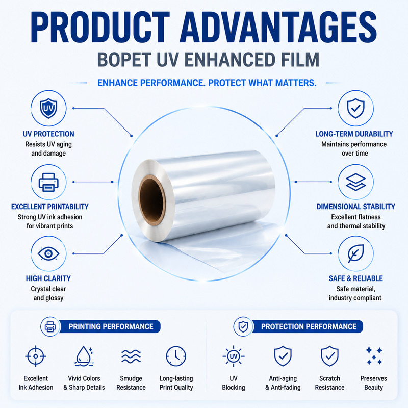 Low Haze Dimension Stable BOPET Plastic Packaging Film for Electronics Label and Printing Applications