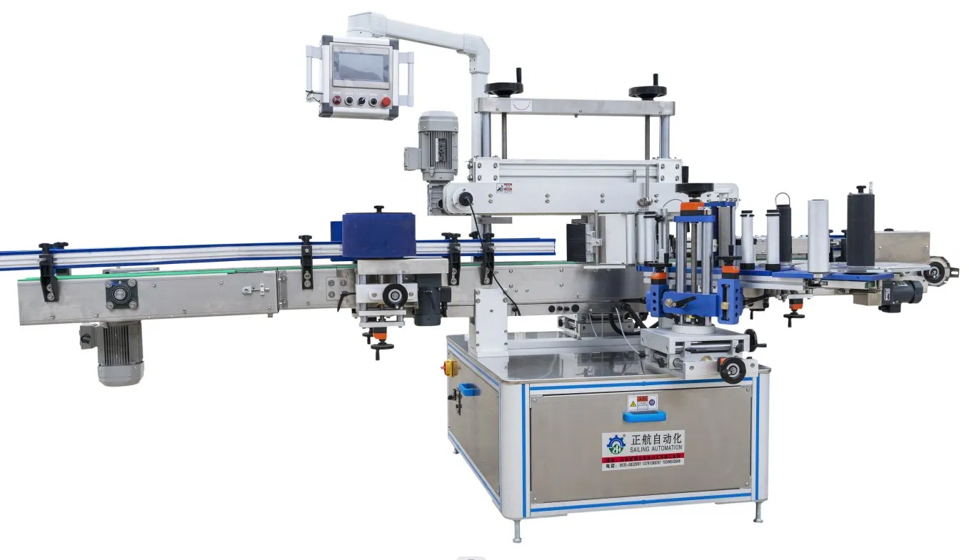 Automatic Front & Back Double Sides Flat Square Plastic Bottle Sticker Labeling Machine