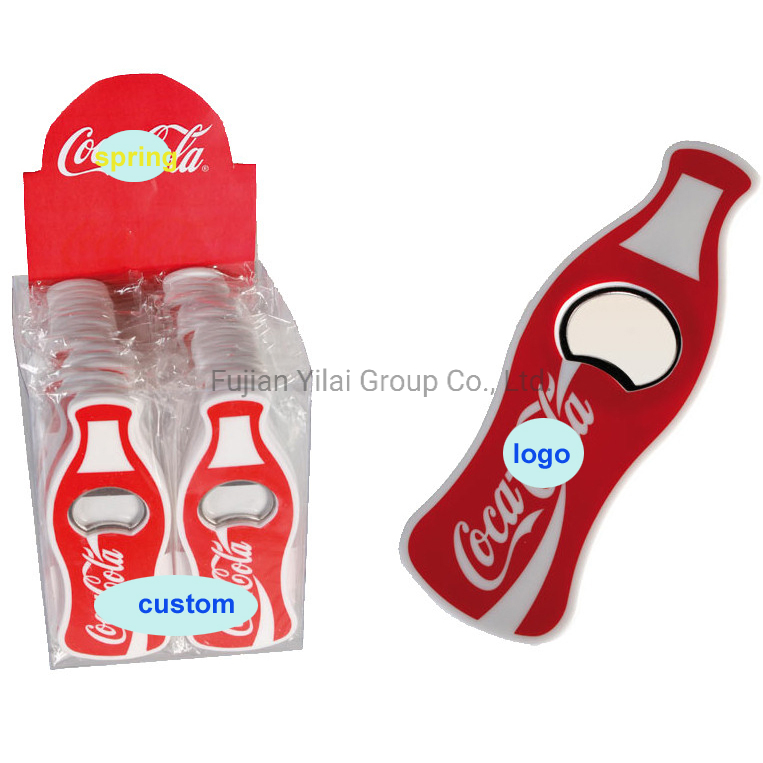 Promotion Custom Logo Coca Plastic Bottle Opener/Eco-Friendly Metal Beer Opener with Fridge Magnet