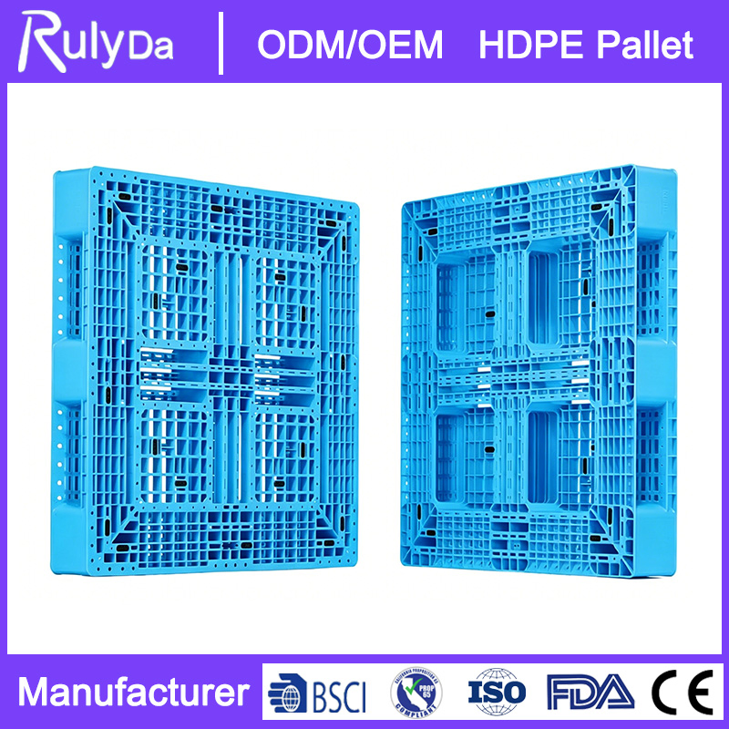 Manufacture OEM Reinforced Selective Water Bottle Deck Stacking Steel HDPE Euro Stackable 6 Runners Double Faced Plastic Tray Pallet 1200 X 1000 Price Suppliers