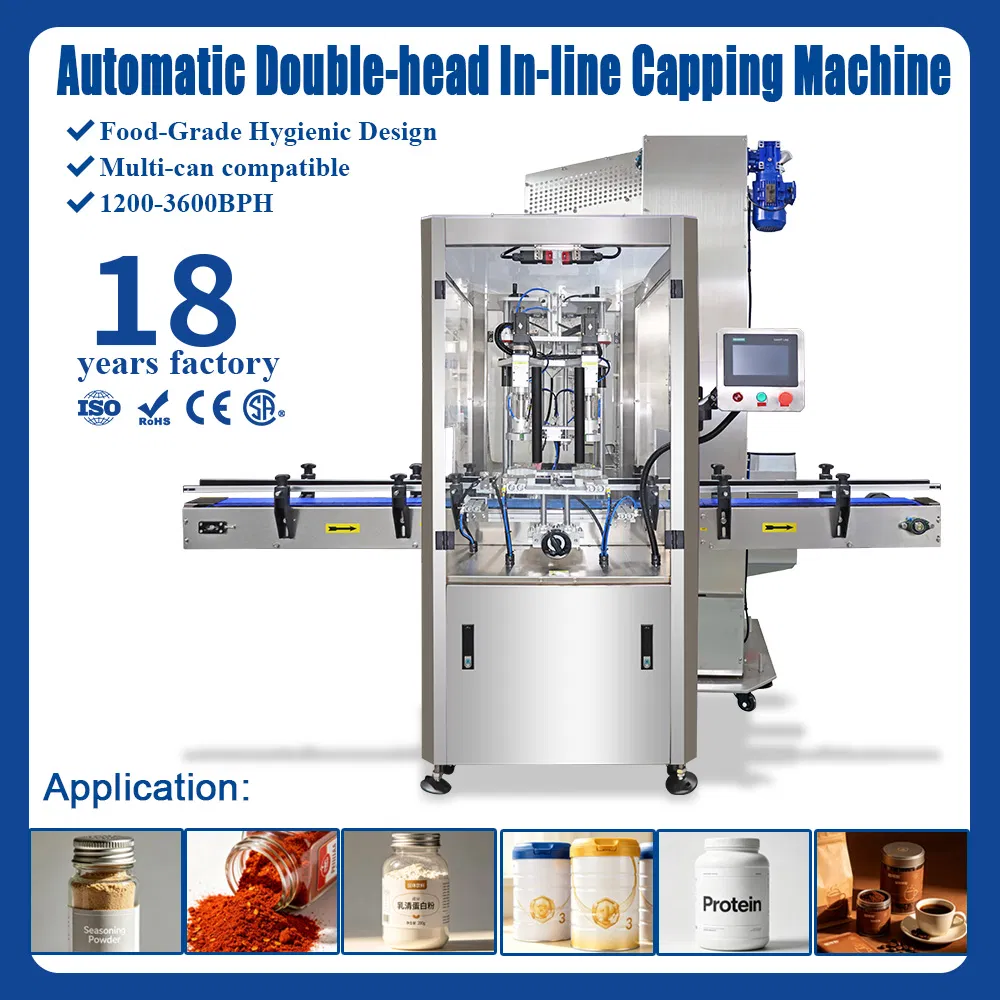 Bottle Capper, Inline Capper, Double Head Capping Machine, Glass Bottle Capper, Plastic Bottle Capper, Sample Can Capping Machine Screw Capping Machine