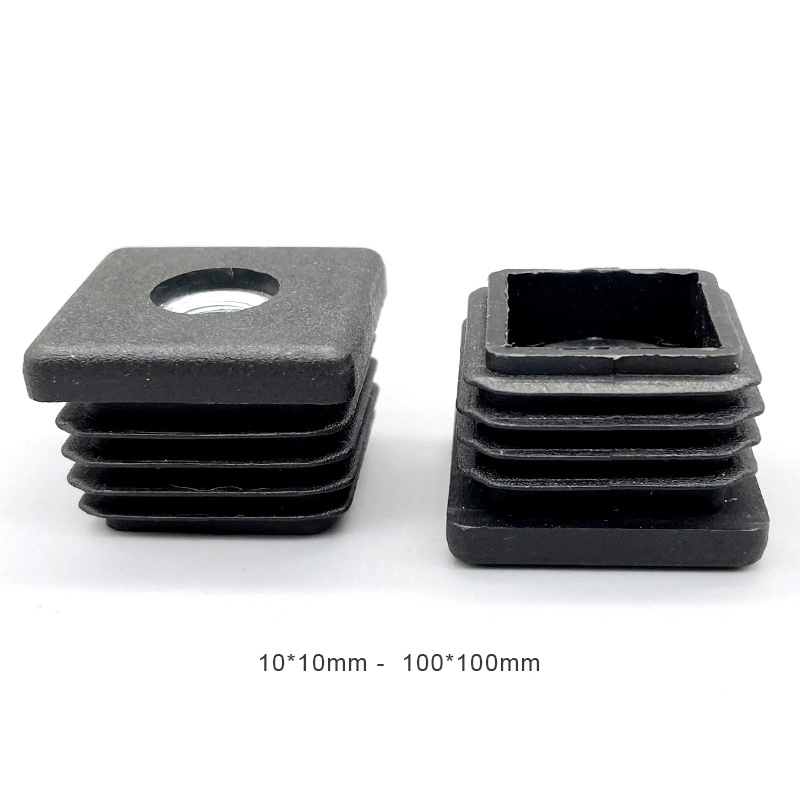 LDPE HDPE Square Plastic Pipe Insert Tube End Cap 40 M10 M12 PE Furniture Leg Nut Pipe Plug Tube Insert