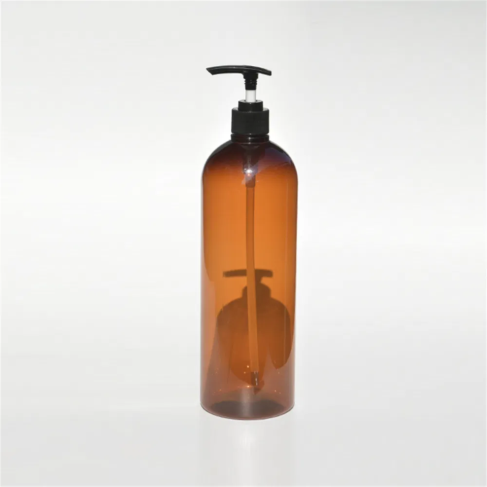 Boston Round Amber Shampoo Shower Gel Pet Plastic 1000ml 32oz Bottle
