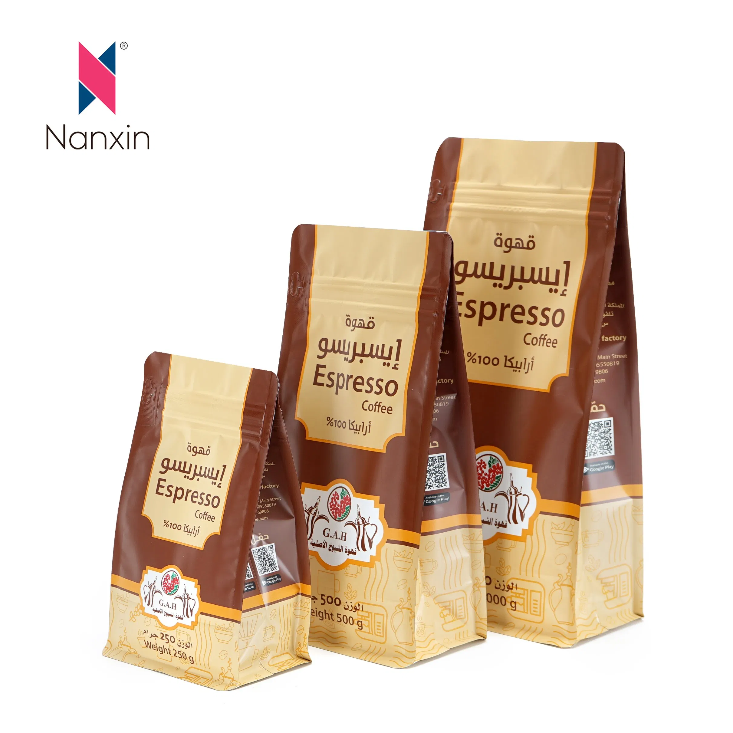 Eco Friendly Durable Light Blocking Coffee Plastic Packaging Bag for Coffee Storage