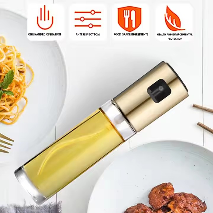 Kitchen Push Type Spray Olive Oil Spray Bottle Pump Oil Pot Leak-Proof Grill BBQ Sprayer Oil Dispenser Gravy Boats Tools