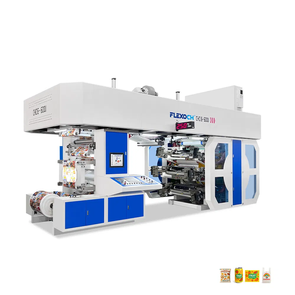 6 Color Central Drum HDPE BOPP Plastic Poly Bag Flexo Printing Machine