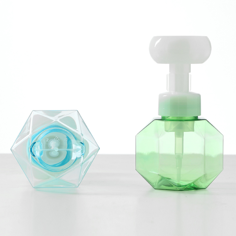 300ml Square Plastic Handwash Sanitizer Flower Stamp Soap Dispenser Foam Cleanser Pump Bottle