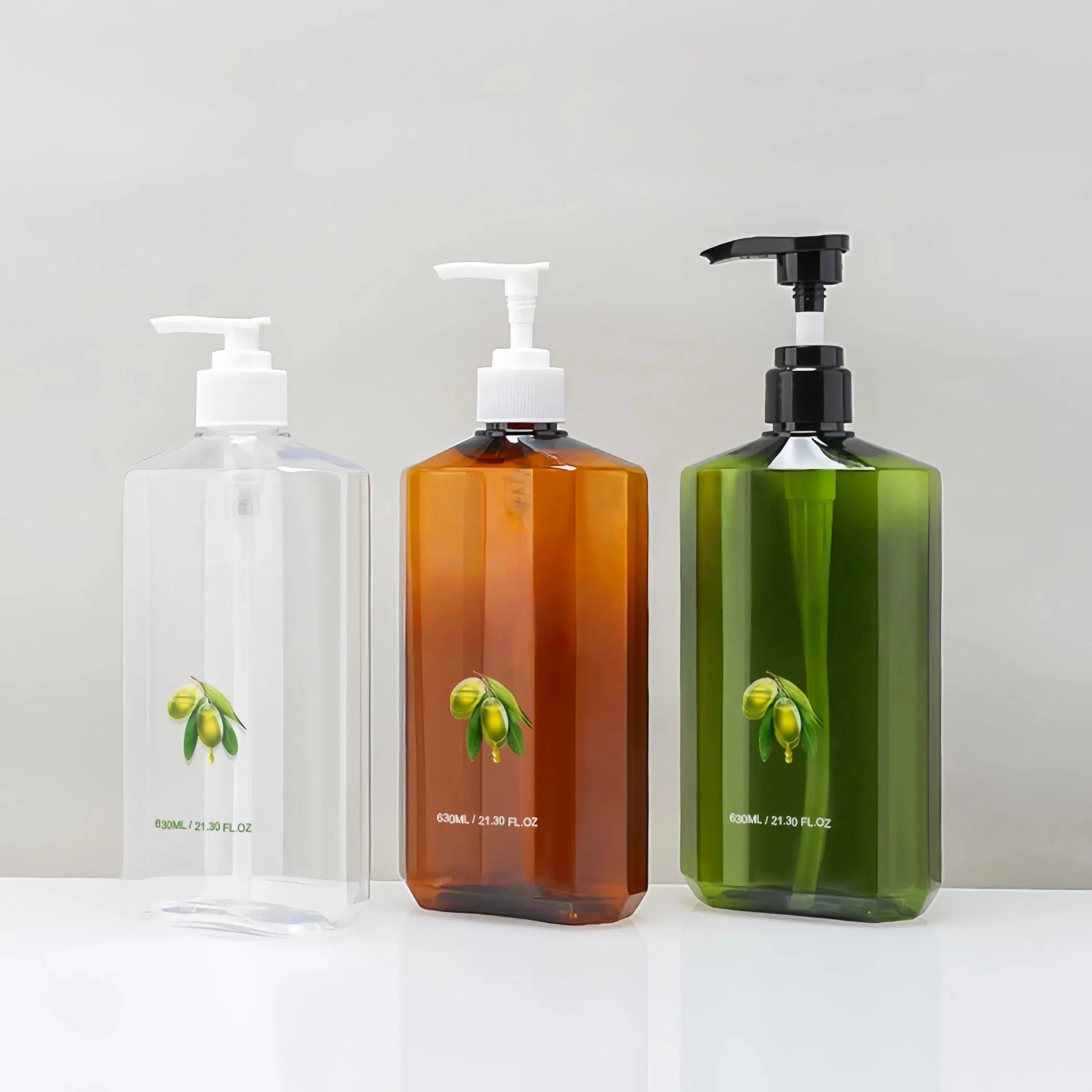 Durable 630ml Octagonal Plastic Bottle for Shower and Shampoo