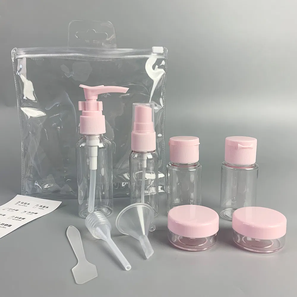 Factory Direct Travel Packaging Bottle Set Pink 6-Piece Airplane Portable Emulsion Bottle Spray Plastic Bottle